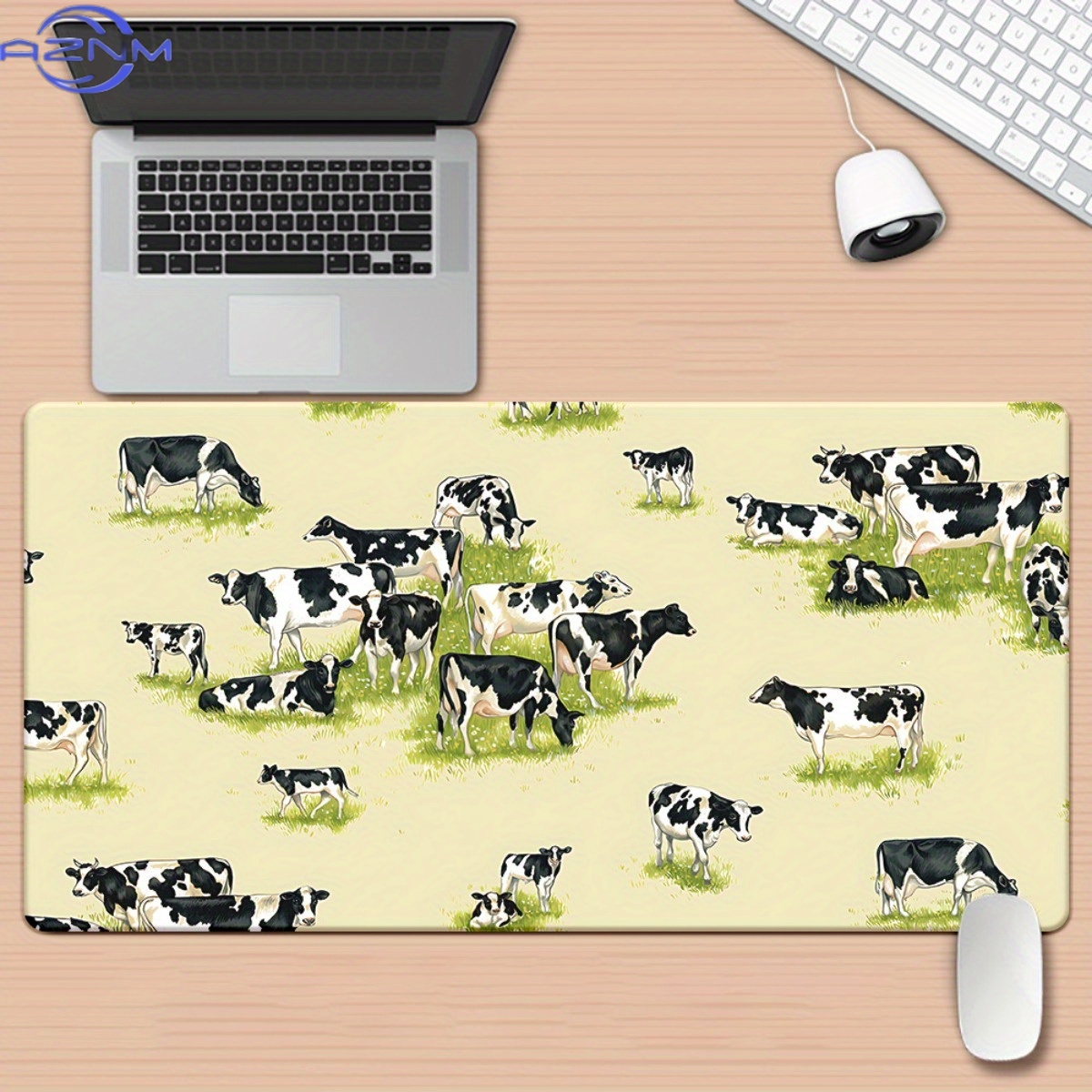 Cow Mat Rubber - แผ่นรองโต๊ะลายวัวขนาด XXL หนึ่งชิ้น - แผ่นรองเมาส์ยางพิมพ์ลายความละเอียดสูงสำหรับเกมเมอร์พีซี, แผ่นรองโต๊ะคอมพิวเตอร์อเนกประสงค์ที่มีลักษณะเฉพาะ