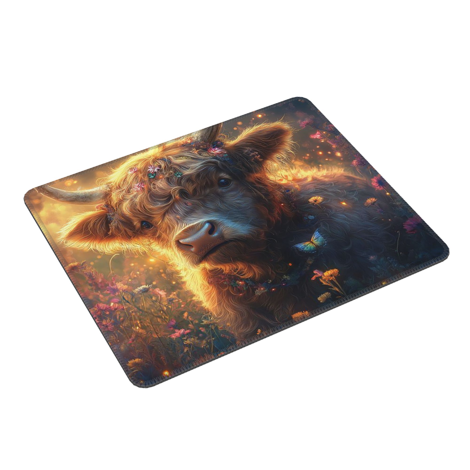 Cow Mat Rubber - แผ่นรองเมาส์ลายวัวไฮแลนด์ในป่ามหัศจรรย์ แผ่นรองเมาส์คอมพิวเตอร์ แผ่นรองเมาส์สำหรับเกมเมอร์ แผ่นรองโต๊ะแล็ปท็อป อุปกรณ์สำนักงาน แผ่นรองโต๊ะ