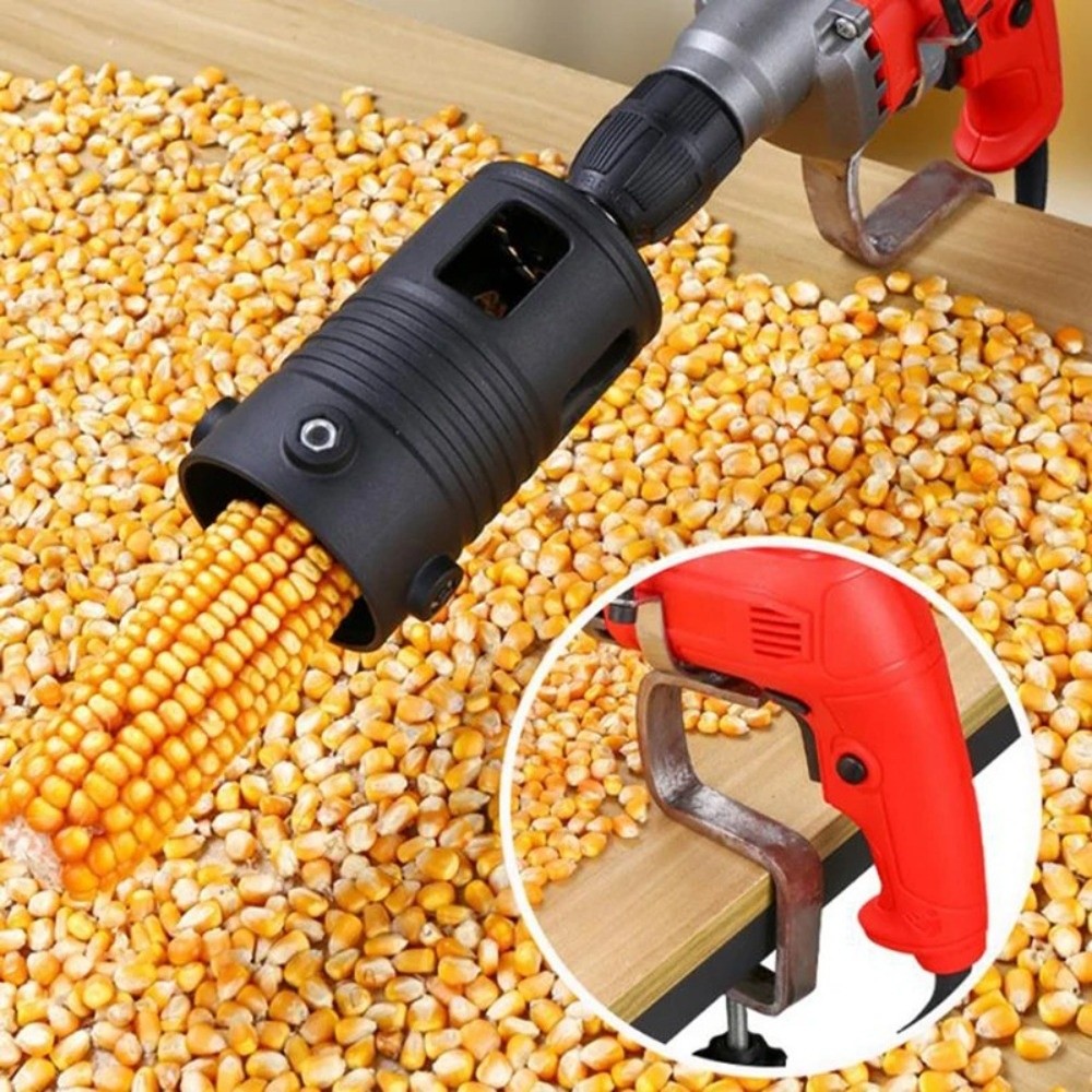 Corn Sheller Machine - เครื่องสีข้าวโพดแบบพกพา ทนทาน ประหยัดแรง ใช้กับสว่านไฟฟ้า พร้อมฟังก์ชั่นห่อเมล็ดข้าวโพดอัตโนมัติ