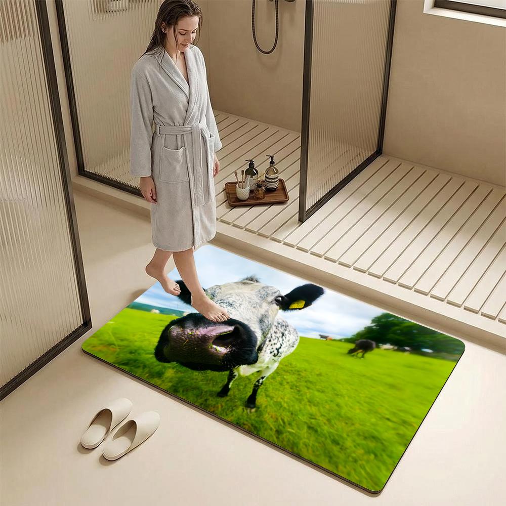 พรมเช็ดเท้าไดอะตอมไมต์ลายวัวน่ - Cow Mat Rubber บทวิจารณ์และราคา