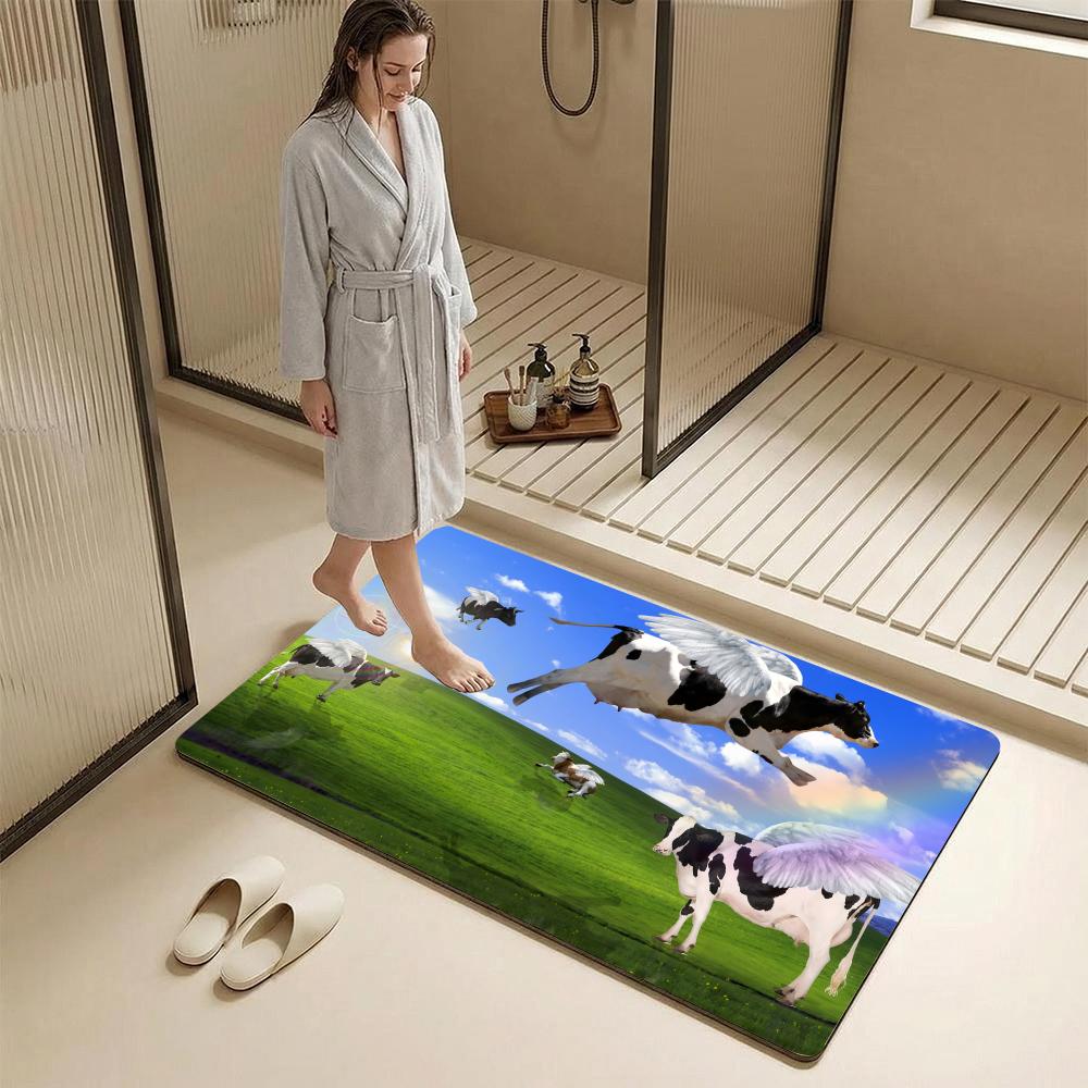 พรมเช็ดเท้าไดอะตอมไมต์ลายวัวน่ - Cow Mat Rubber บทวิจารณ์และราคา